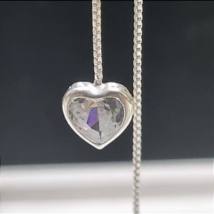 Brinco Corrente Veneziana Coração Zircônia Cristal em Prata 925