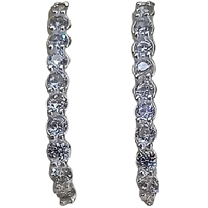 Brinco Ear Hook de Prata 925 com Zircônias Cristal