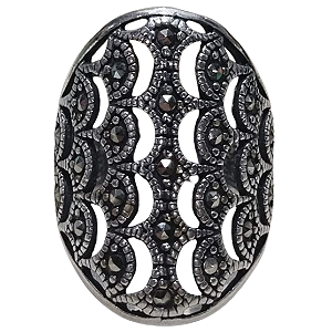 Anel Grande Escamas com Marcassitas de Prata 925 No.19