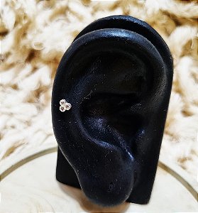 Piercing Três Zircônias De Prata 925 Pino Aço Cirúrgico