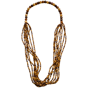 Maxi Colar de Sementes e Madeira