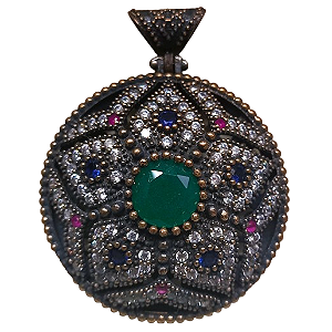 Pingente Turco Redondo de Prata 925 e Bronze 21 g