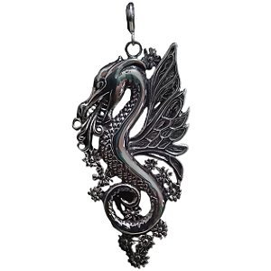 Pingente Prata 925 Dragão Trabalhado com Flores