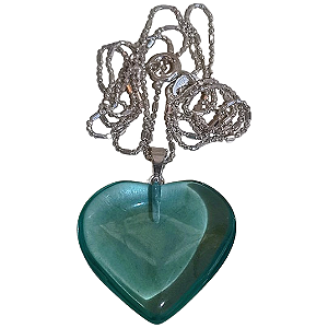 Pingente Coração Obsidiana Verde com Corrente de Prata 925