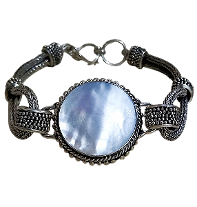 Bracelete Pulseira de Prata 925 com Madrepérola