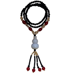 Colar Artesanal Oriental em Resina cores Negra, Vermelha, Areia e Dourada