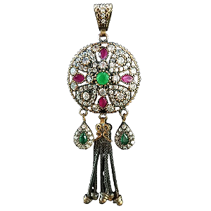 Pingente Turco Mandala De Prata 925 E Bronze Verde Pink Crl