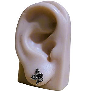 Brinco Cobra Serpente de Prata 925 com Marcassitas p