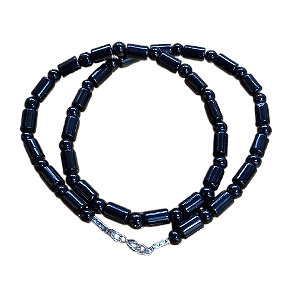 Choker Masculino de Pedra Hematita Tubos e Esferas