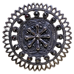 Anel Máxi Mandala de Prata 925 e Marcassitas No. 21/22