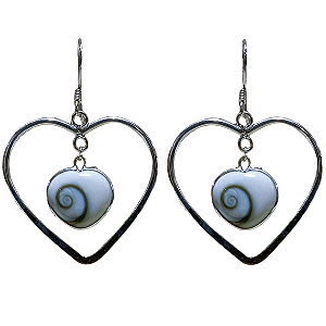 Brincos Corações de Prata 925 e Madrepérola