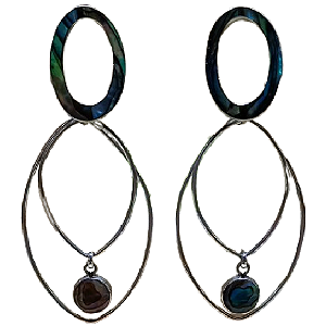 Máxi Brincos de Prata 925 e Abalone