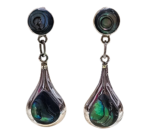 Brincos de Prata 925 Gota Abalone