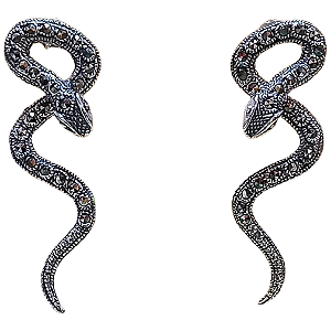 Brinco Cobra Serpente de Prata 925 e Marcassitas 5,6g