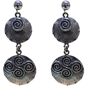 Máxi Brinco de Prata 925 Redondo Espirais em Relevo