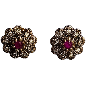 Brinco Turco Prata 925 e Bronze Flor Pink e Cristal P