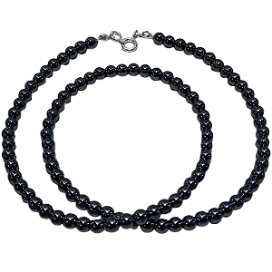 Colar Choker Esferas de Hematita e Prata 925 4mm