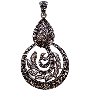 Máxi Pingente Flor em Botão de Prata 925 e Marcassitas