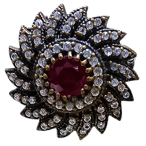 Anel Turco de Prata 925 e Bronze Redondo Vm Cr No. 21