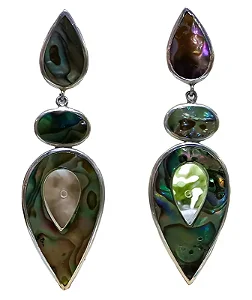 Máxi Brincos Gota de Prata 925 e Abalone