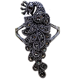 Anel de Prata 925 com Marcassitas Pavão No. 14/15