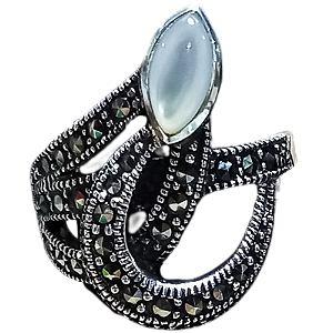 Anel de Prata 925 com Marcassitas e Madrepérola No. 15/16