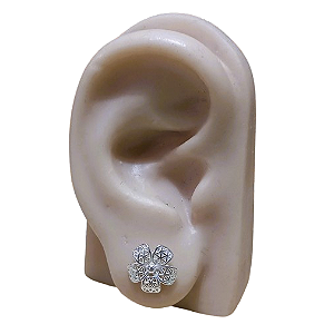 Brinco de Prata 925 Flor Rendada 1,5 g