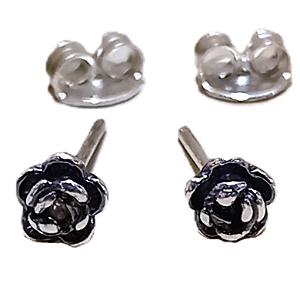 Brinco de Prata 925 Flor Florzinha Envelhecida 5 mm