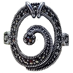 Anel de Prata 925 Espiral com Marcassitas No. 19/20