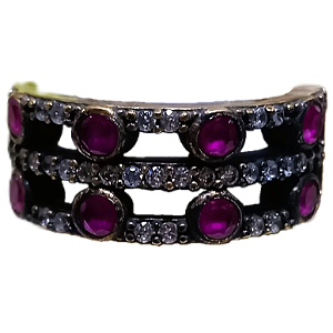 Anel Turco Prata 925 e Bronze Arcos Rubi e Cristal No. 21