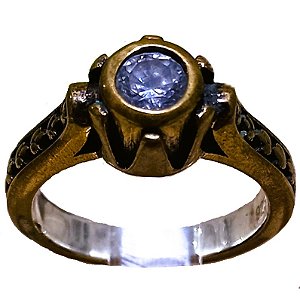 Anel Turco Prata 925 e Bronze Solitário Medieval Cristal