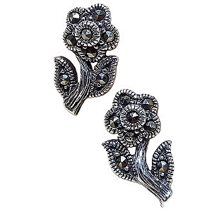 Brinco Flor de Prata 925 com Marcassitas 3g
