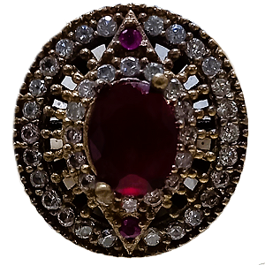 Anel Turco de Prata 925 e Bronze Oval Vm Cr No.21