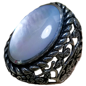 Máxi Anel de Prata 925 e Madrepérola No. 21/22