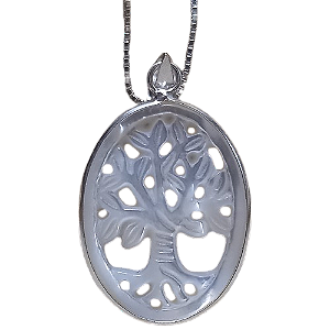 Colar de Prata 925 Árvore da Vida Madrepérola 45 cm