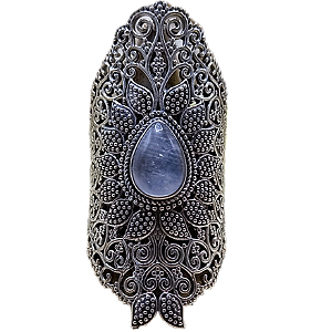 Máxi Anel Mandala de Prata 925 e Pedra da Lua No. 19/20