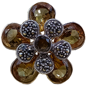 Máxi Anel de Prata 925 Marcassitas e Zultanita No.19