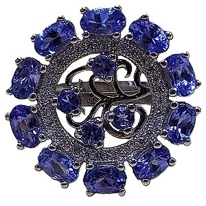 Anel de Prata 925 Mandala de Tanzanitas No. 18/19