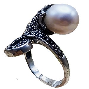 Anel de Prata 925 e Pérola de Água Doce No. 17/18