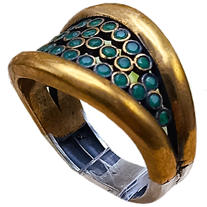 Anel Turco de Prata 925 e Bronze Verde No. 18