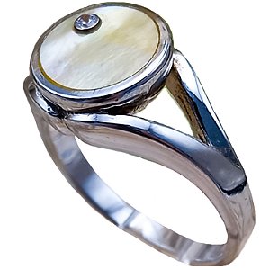 Anel de Prata 925 Lua Cheia Madrepérola