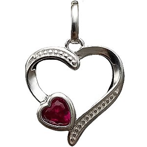 Pingente de Prata 925 Coração Pink
