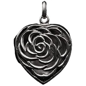 Pingente Relicário ou Difusor de Prata 925 Rosa em Coração