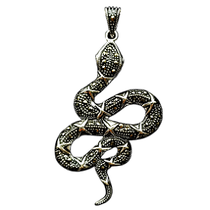 Pingente Cobra Serpente de Prata 925 Trabalhada 6,2cm