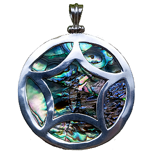 Máxi Pingente Mandala de Prata 925 e Abalone 23g