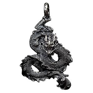 Pingente Dragão de Prata 925 Dragão 3D 29g