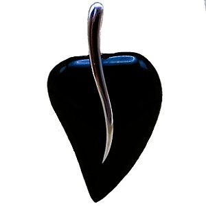 Pingente Coração Negro de Prata 925 com Corrente 45 cm