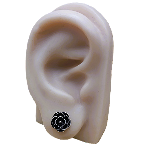 Brinco de Prata 925 Rosa Negra