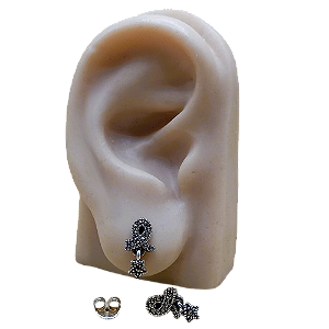 Brinco de Prata 925 Laço e Estrelinha com Marcassitas