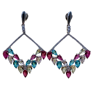 Brinco Longo de Prata 925 Colors 5 cm